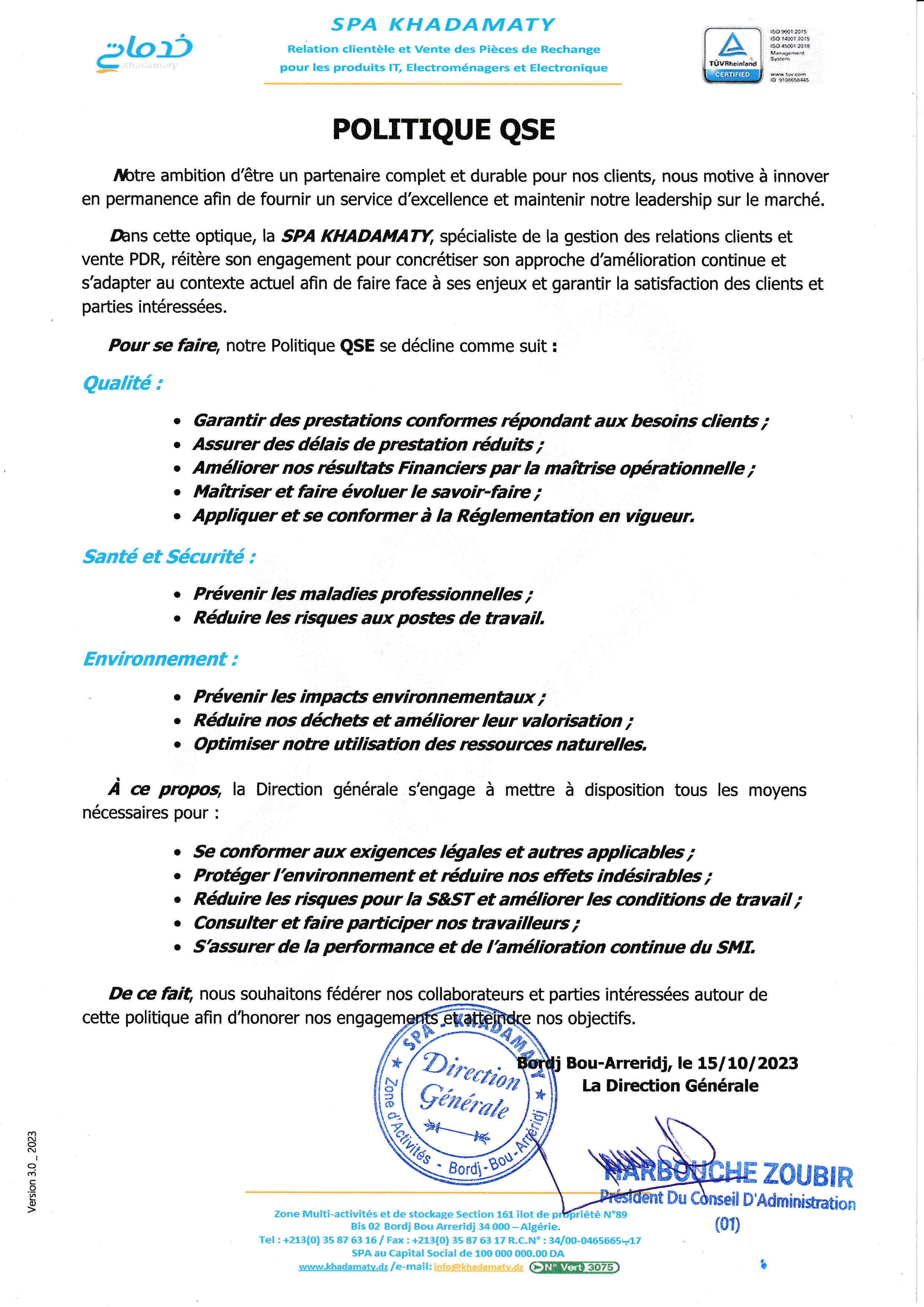 Politique QSE