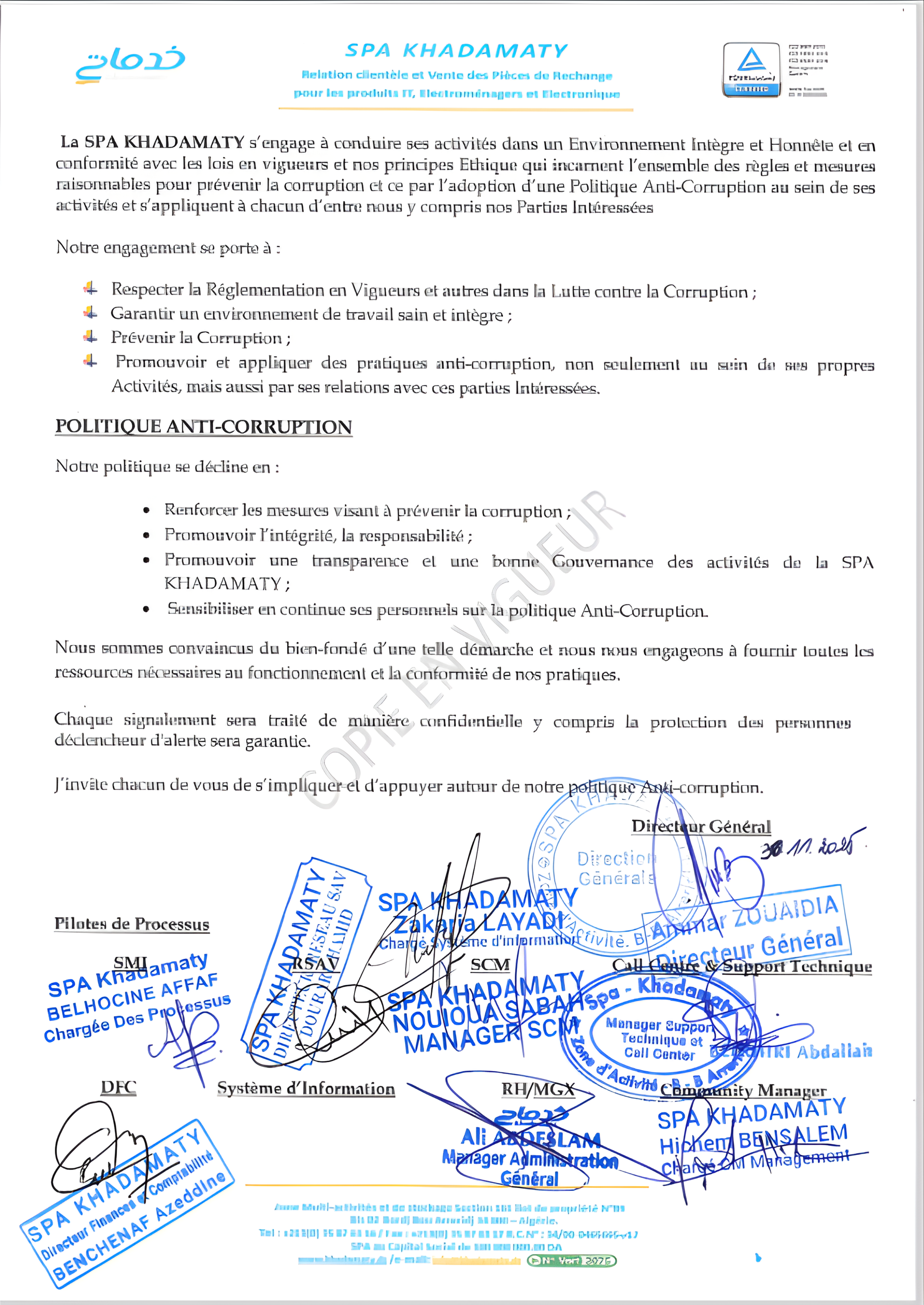 Politique Anti-Corruption 2025